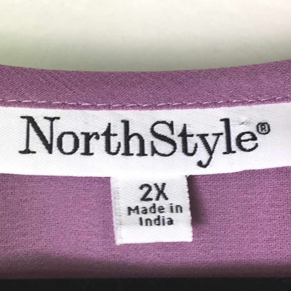 NorthStyle Floral Pintuck Button Front Chiffon Tunic 2X Purple - Picture 5 of 7